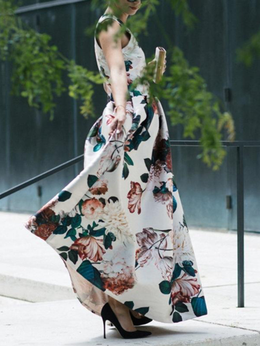 V-neck Fashion Print Dress