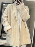 White Plain Long Sleeve Cardigan